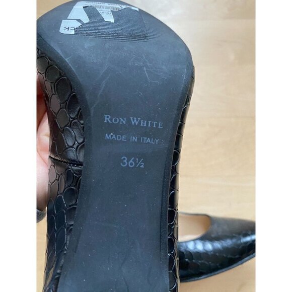 Ron White NEW "Cynthia" pointed toe black croc embossed heel BNWT Italy - Picture 5 of 7